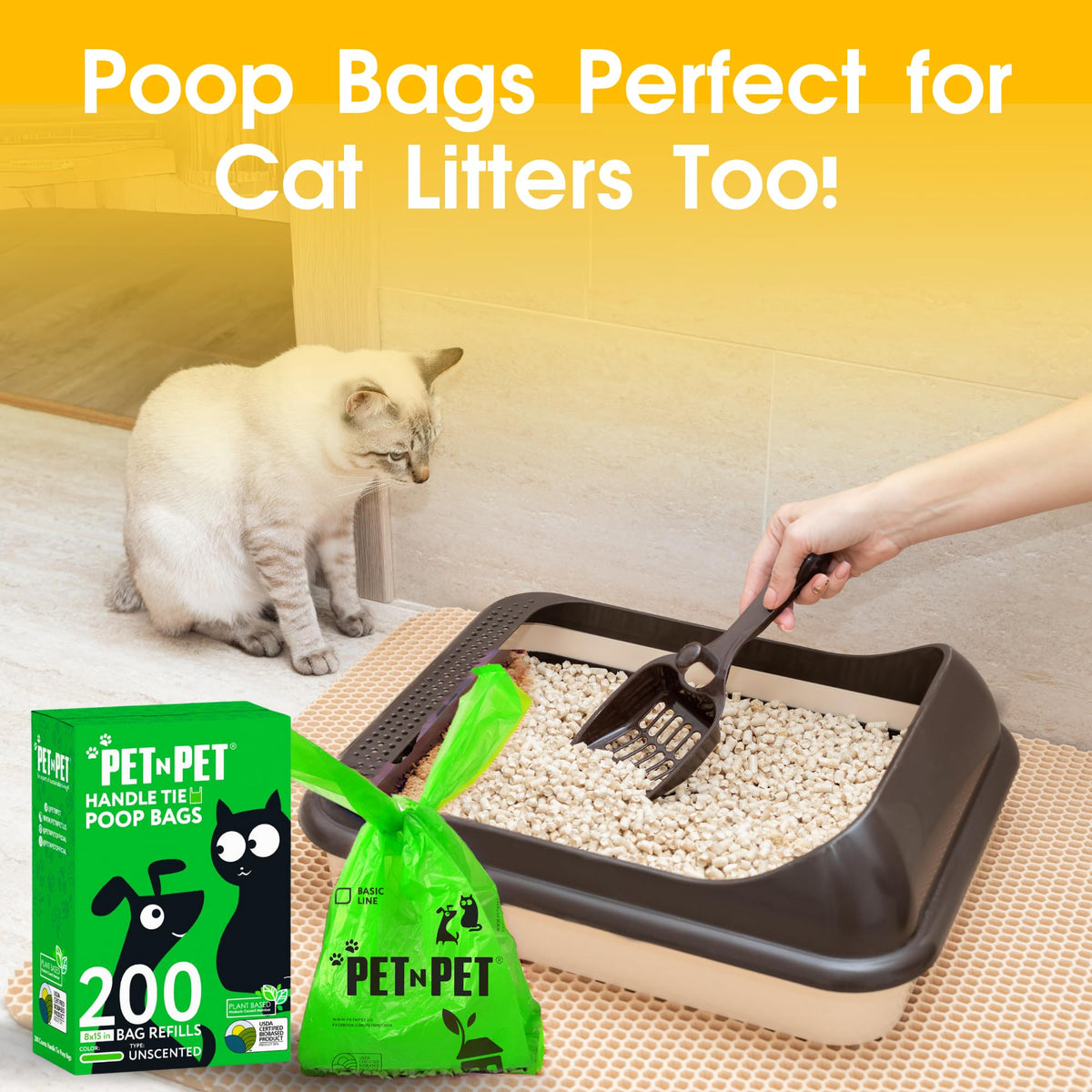 200 Count Unscented Tie Handles Poop Bags K584867