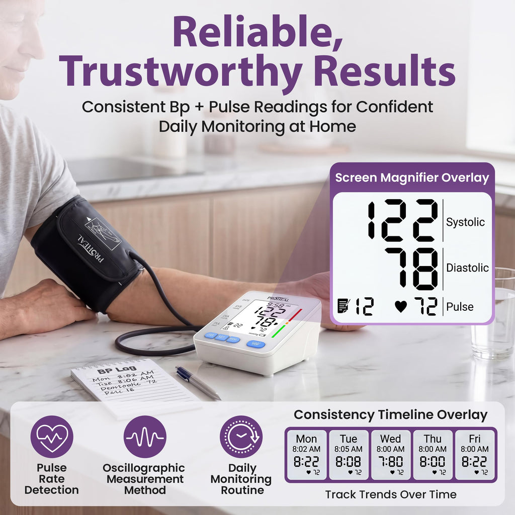 Talking Blood Pressure Monitor with Upper Arm Cuff, Backlit Display, Carry Bag J280