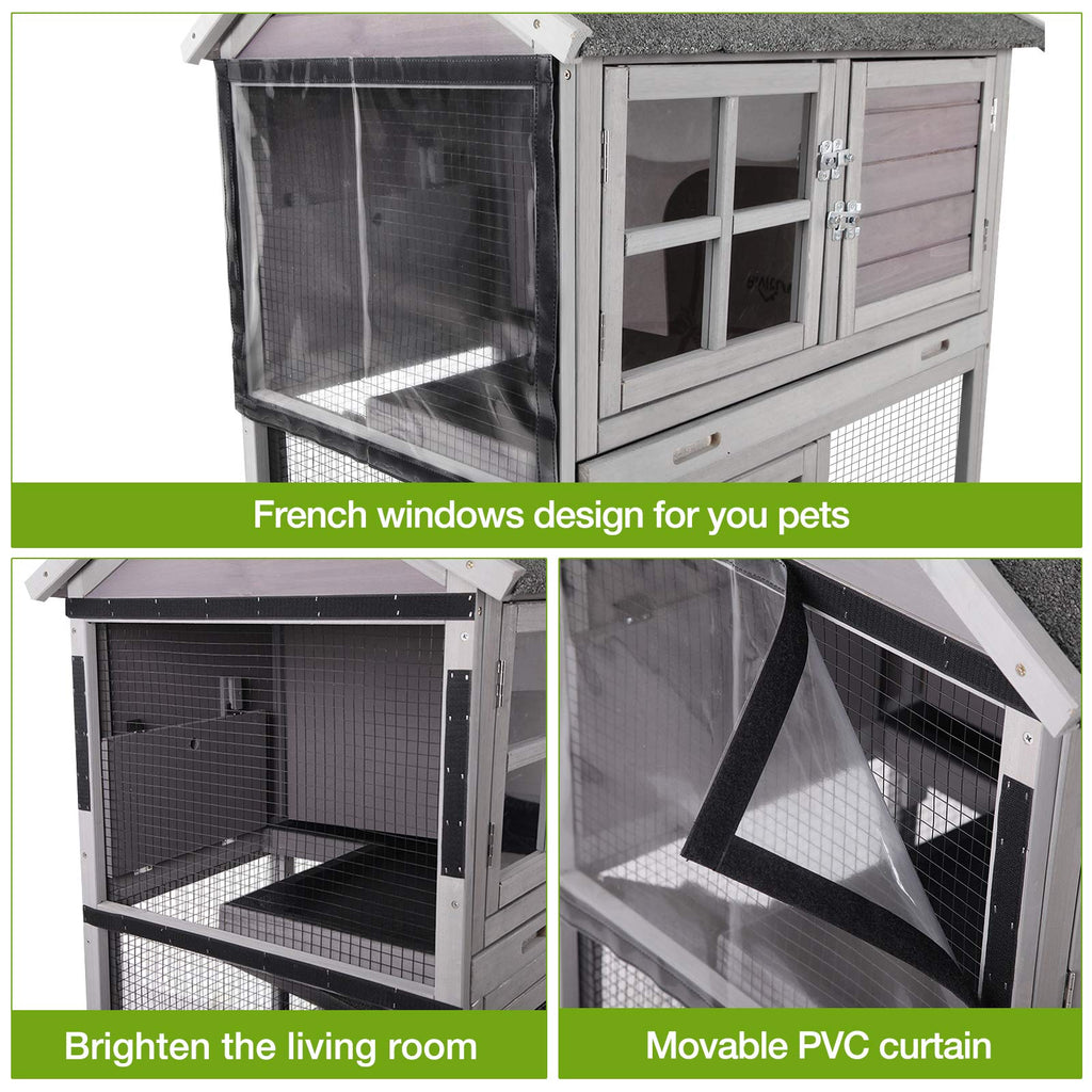 Indoor Rabbit Hutch with Removable Tray and Ramp M469