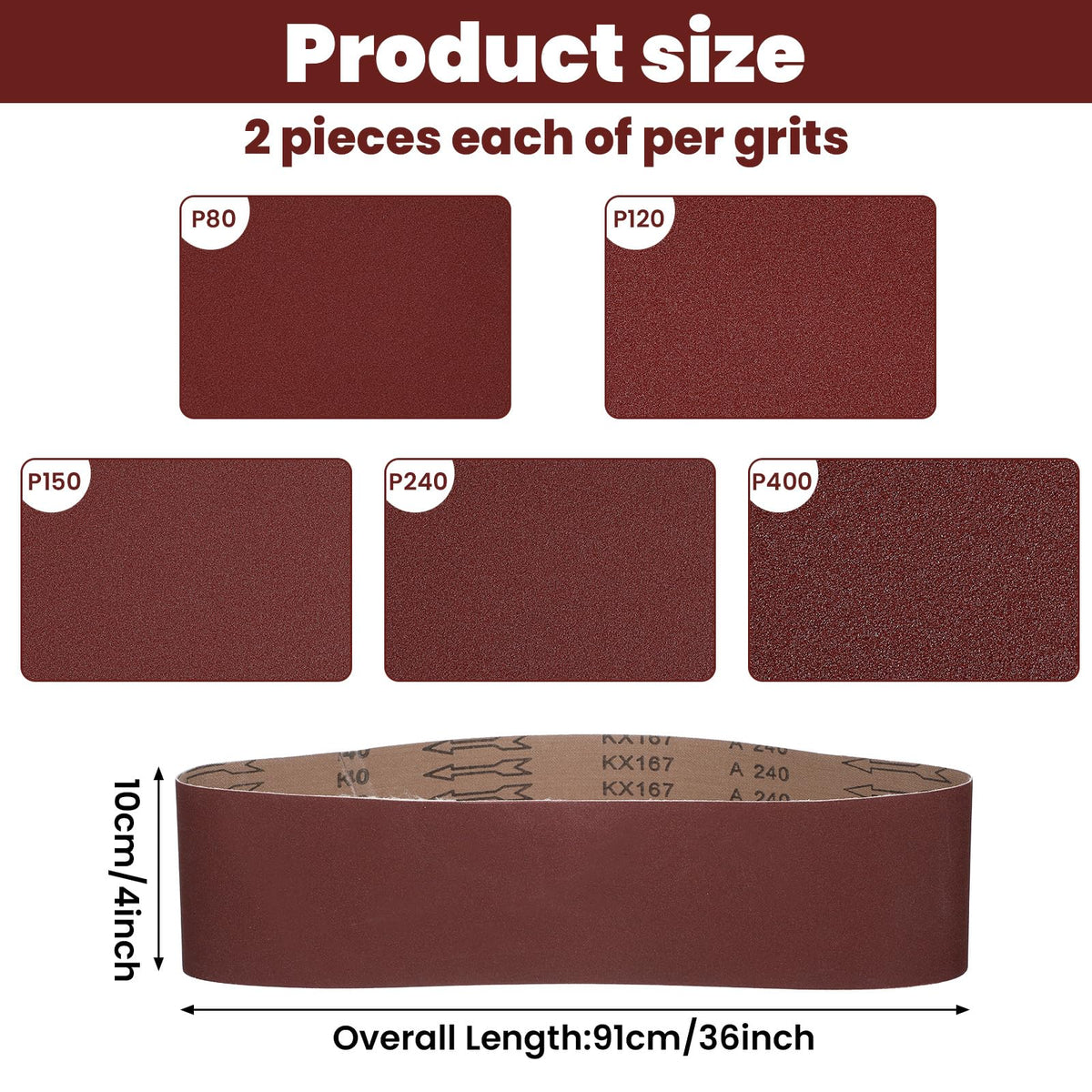 4x36 Aluminum Oxide Sanding Belts and 6 Inch Self Stick Sanding Discs Set F701172