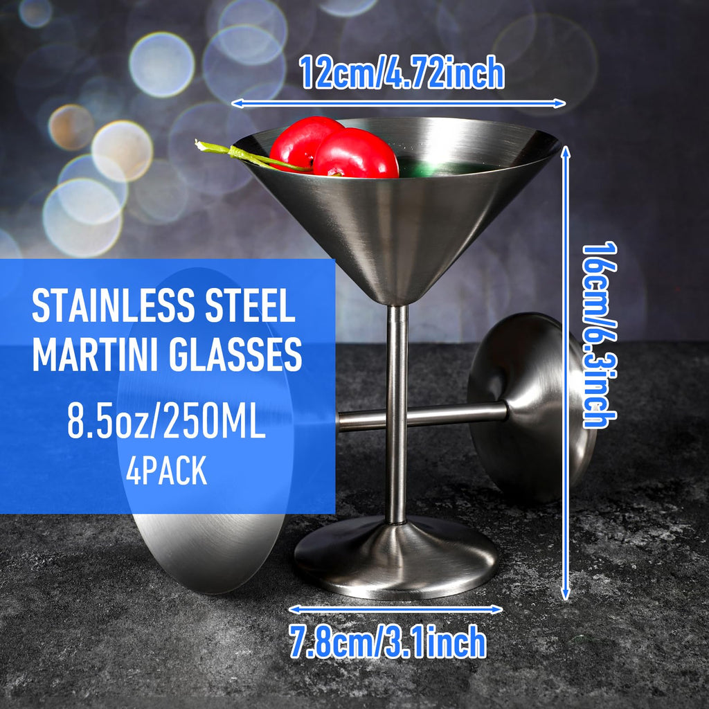 4-Pack Stainless Steel Martini Glasses 8.5oz L722