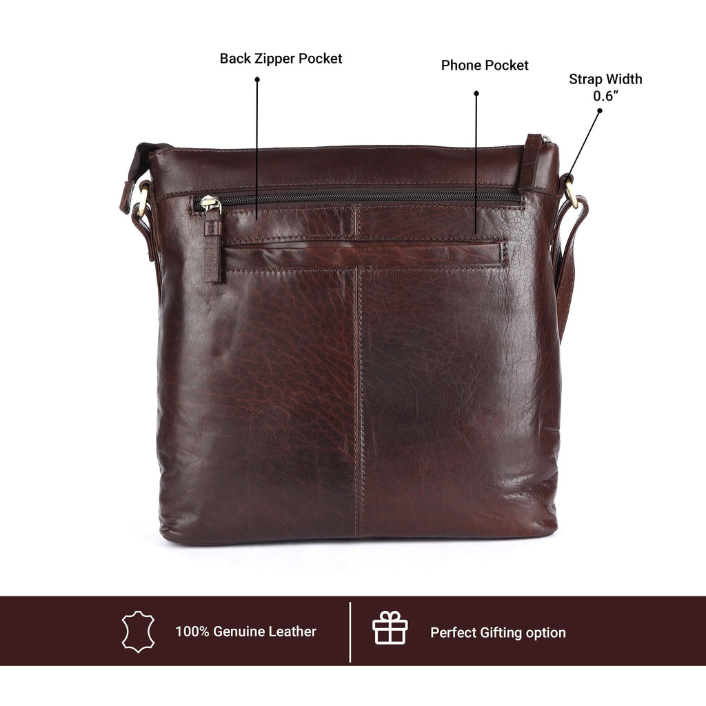 Extra-Large Genuine Leather Crossbody Purse I8678