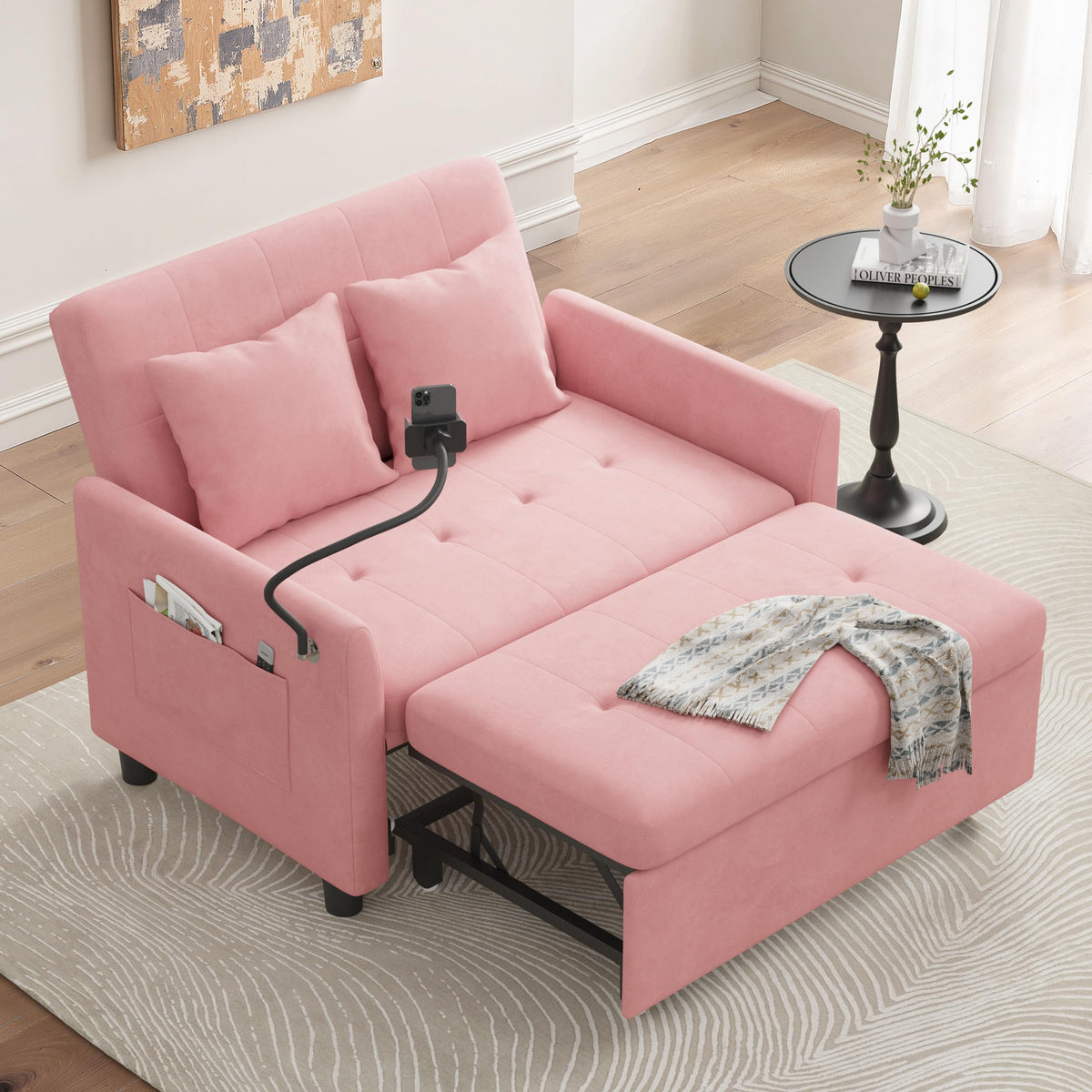 Pink Convertible Sleeper Sofa Bed R269
