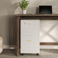 White 2 Drawer Wooden File Cabinet with Lock J940