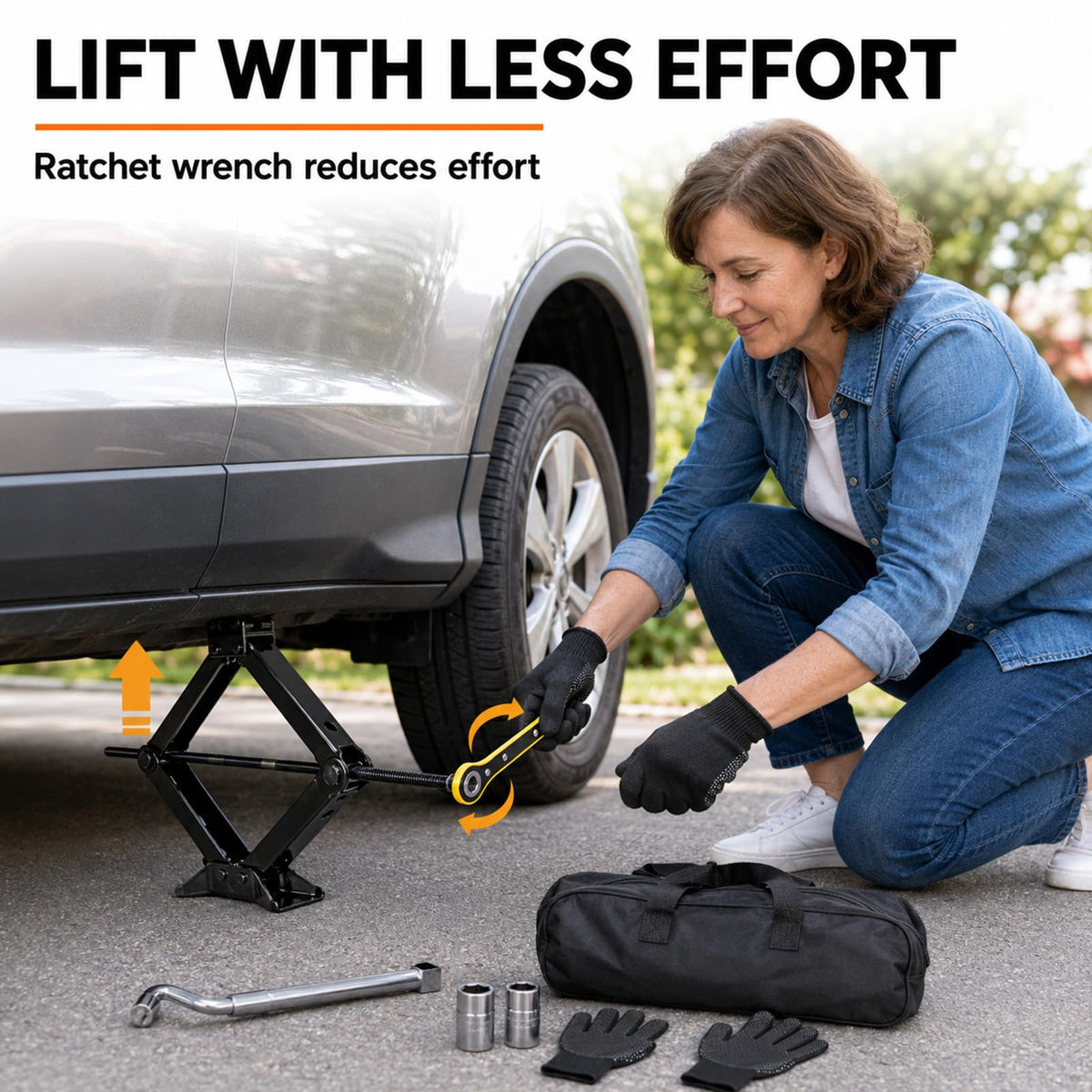 3 Ton Scissor Car Jack Kit with Ratchet Wrench P526