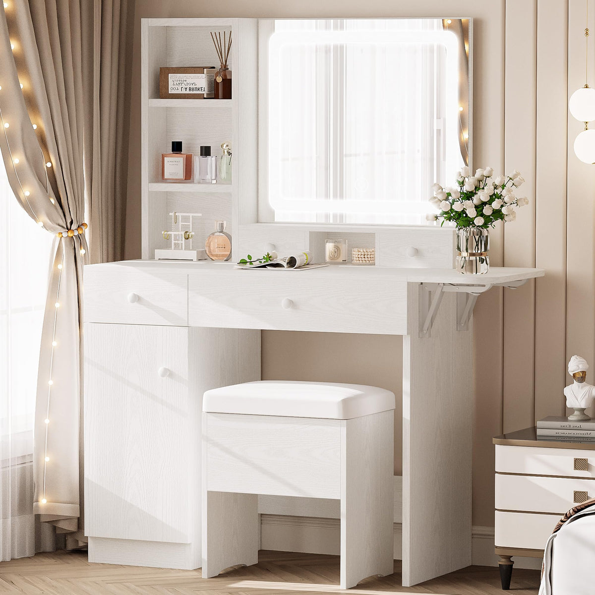 Vanity Desk with Charging Station and Storage B5626