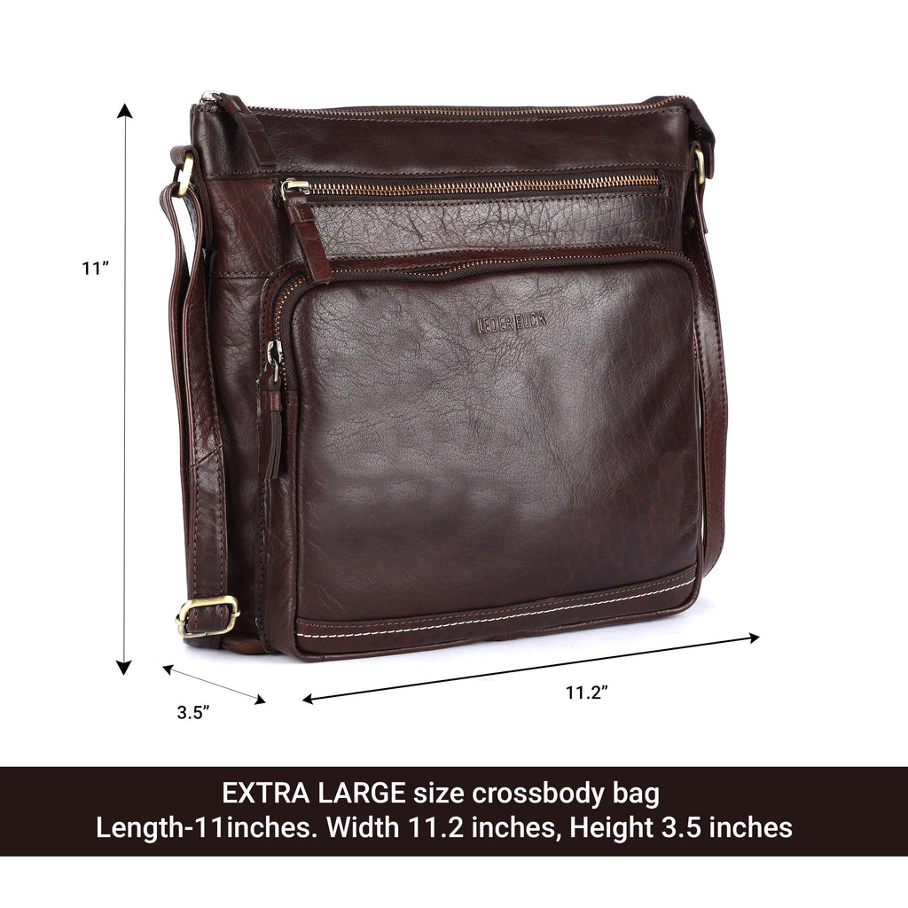 Extra-Large Genuine Leather Crossbody Purse I8678