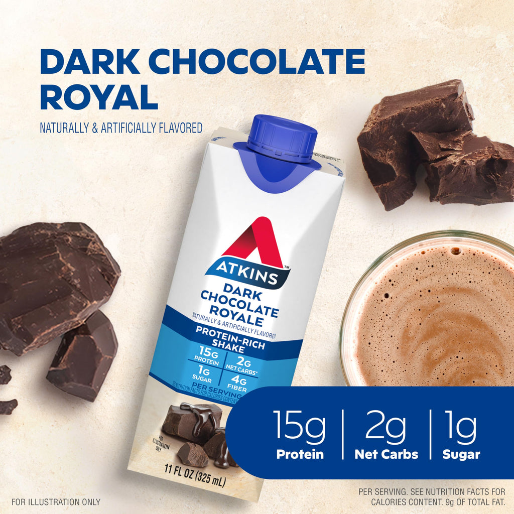 Dark Chocolate Protein Shake, 15g Protein, 2g Net Carb, 12 Count & Peanut Butter Cups, 0g Sugar, 20 Count U731