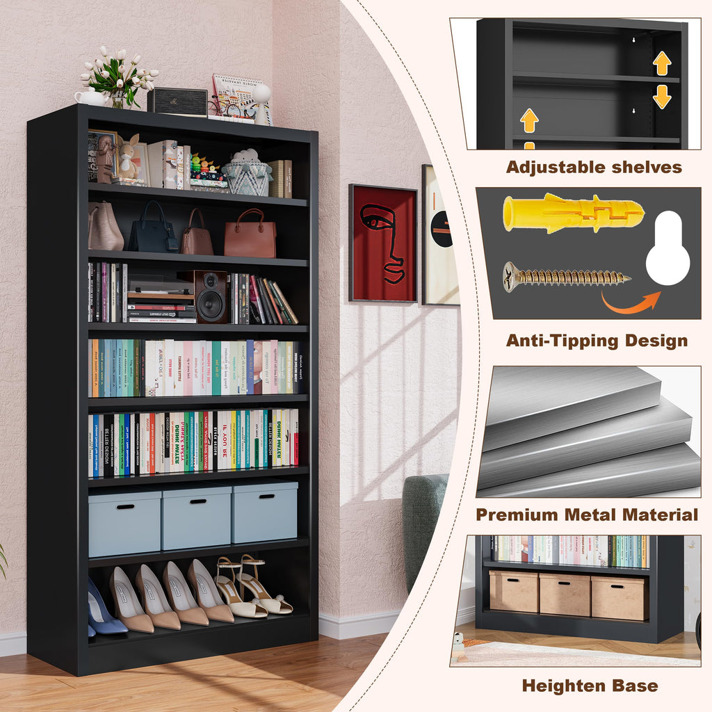 7 Tier Metal Media Storage Cabinet with Adjustable Shelves J5591