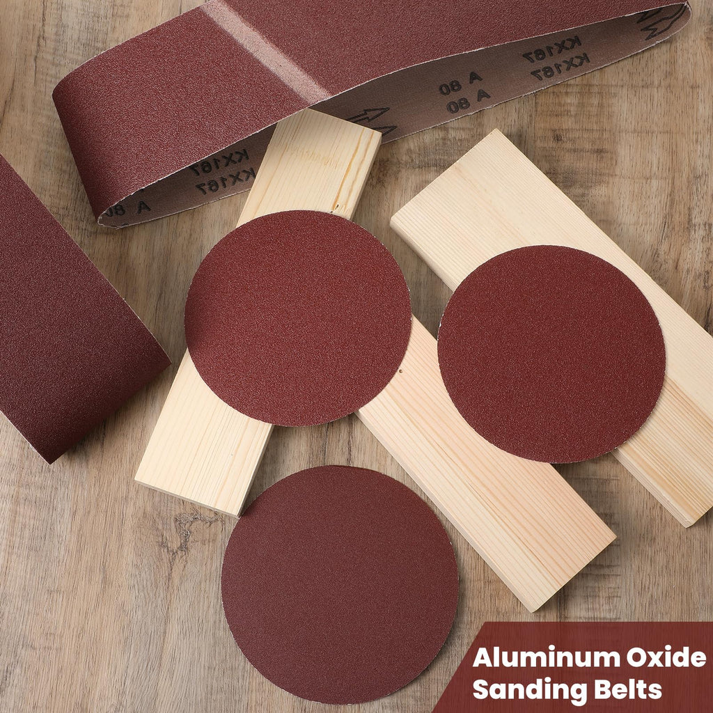 4x36 Aluminum Oxide Sanding Belts and 6 Inch Self Stick Sanding Discs Set F701172