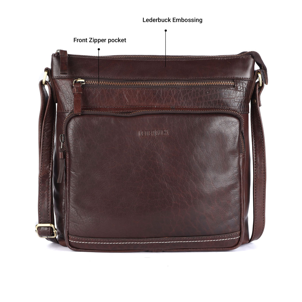 Extra-Large Genuine Leather Crossbody Purse I8678