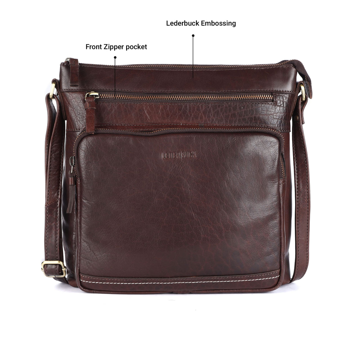 Extra-Large Genuine Leather Crossbody Purse I8678