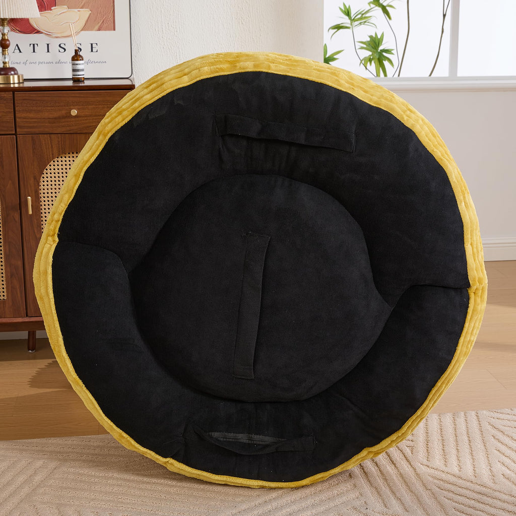 Oversized Memory Foam Bean Bag Chair with Pillows and Backrest, Mustard Yellow N643