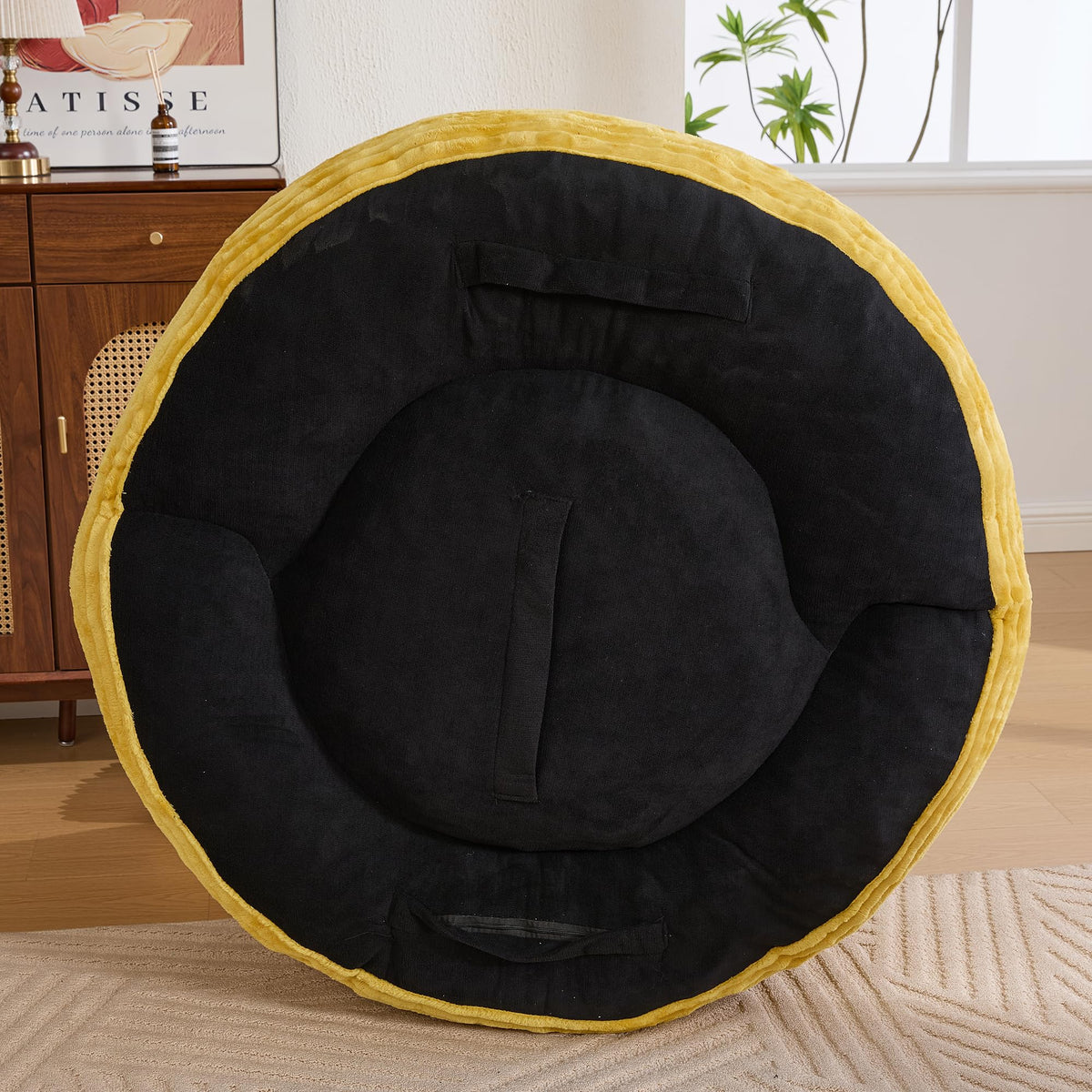 Oversized Memory Foam Bean Bag Chair with Pillows and Backrest, Mustard Yellow N643