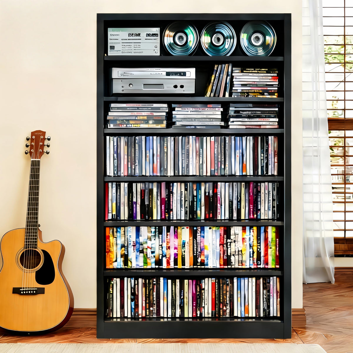 7 Tier Metal Media Storage Cabinet with Adjustable Shelves J5591