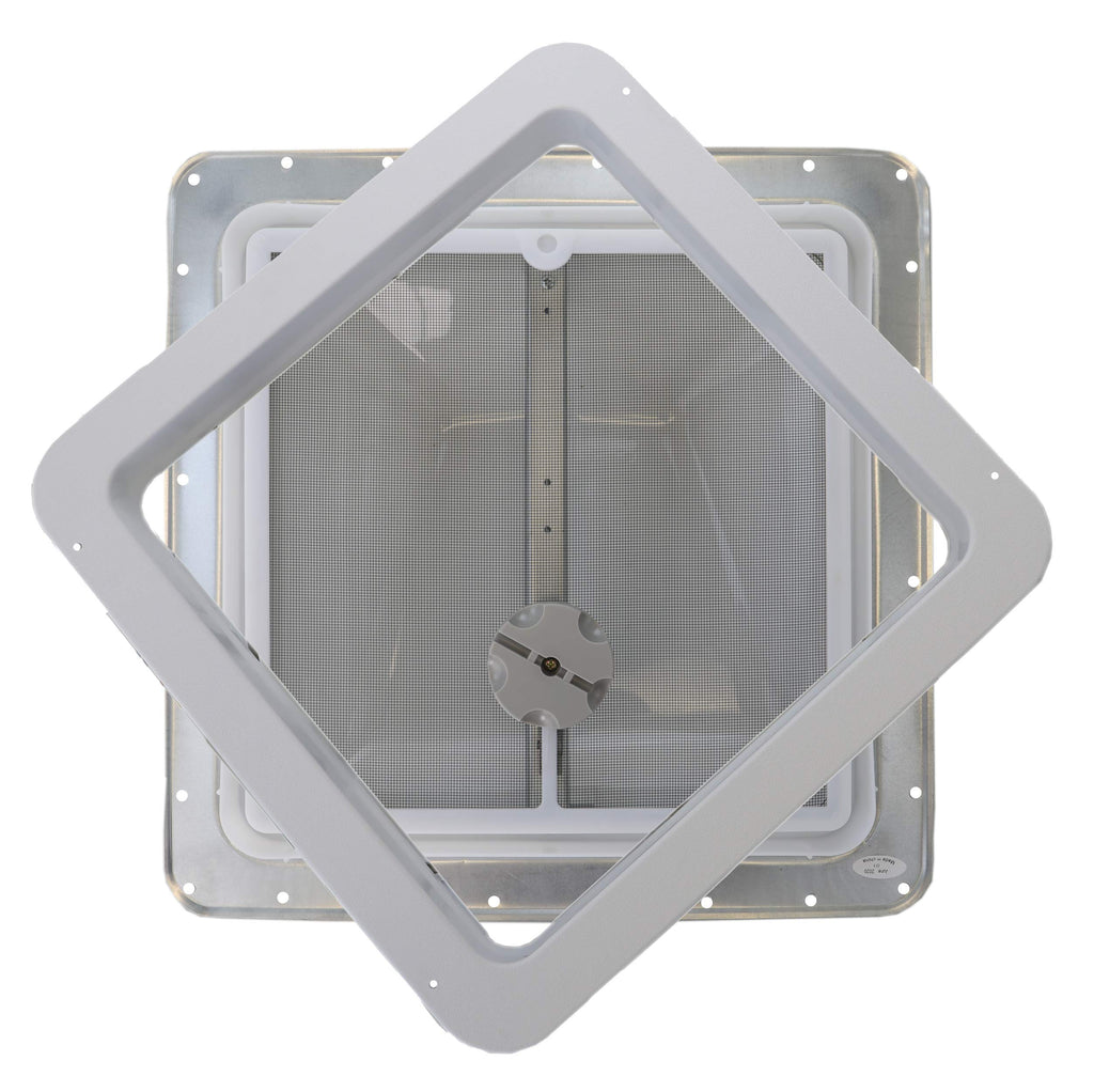 White Manual Crank RV Roof Vent with Screen R740
