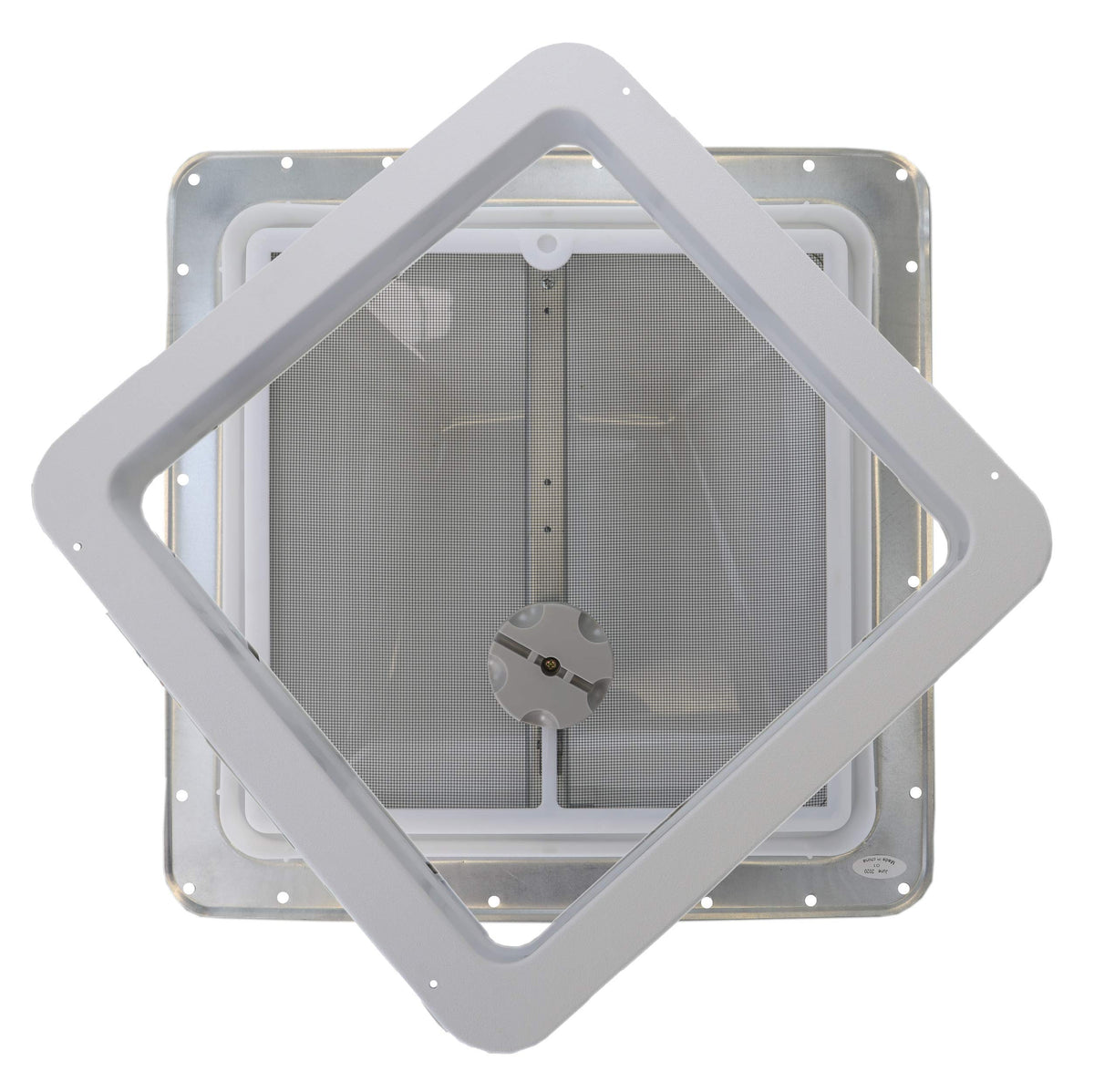 White Manual Crank RV Roof Vent with Screen R740