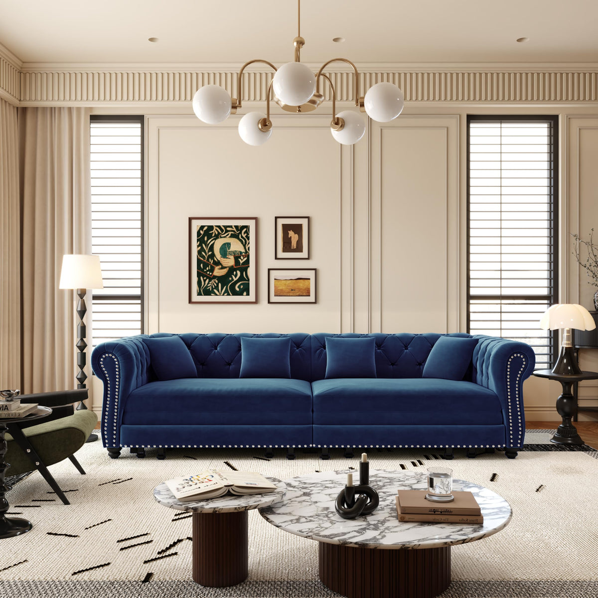 Blue Velvet Pull Out Sleeper Sofa Bed Z5027