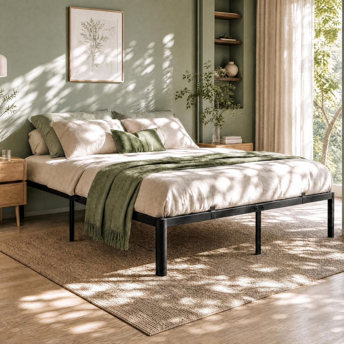 Queen 14 Inch Steel Platform Bed Frame D167527