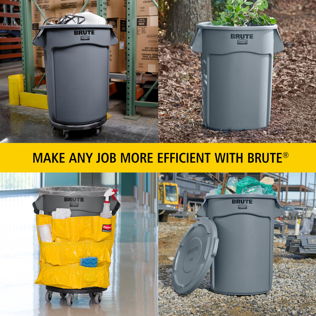 44-Gallon Gray Heavy-Duty Round Trash Container V973