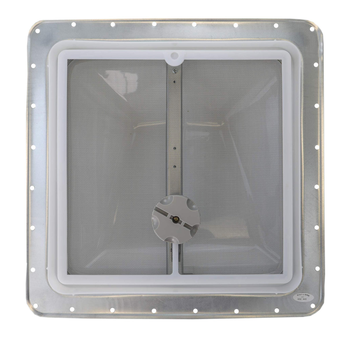 White Manual Crank RV Roof Vent with Screen R740