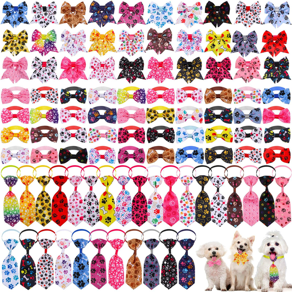 100 Pieces Dog Bow Tie Collar Set I319989